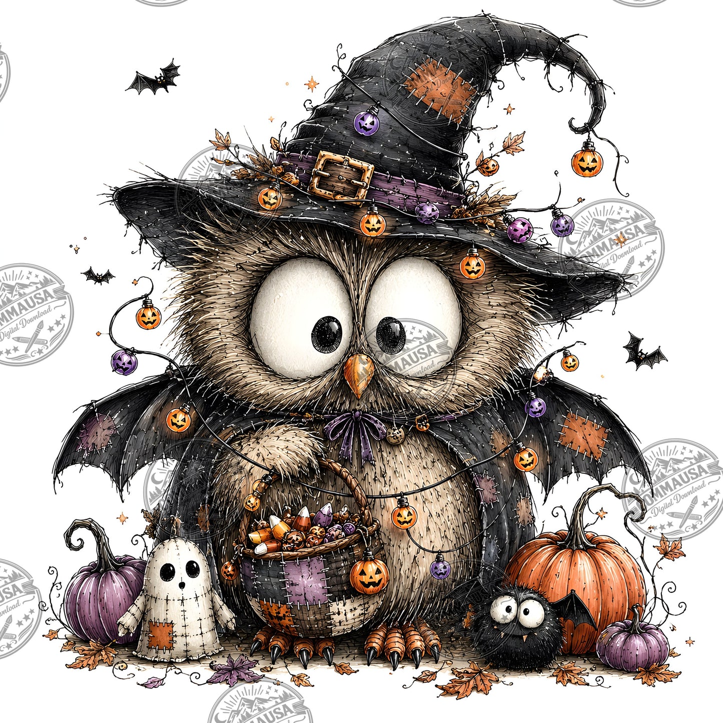 Halloween Owls Clipart PNG, Whimsical Costumed Owls Sublimation, Spooky Cute Owl Design for Crafts, Decor, POD Commercia