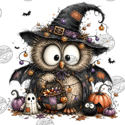 Halloween Owls Clipart PNG, Whimsical Costumed Owls Sublimation, Spooky Cute Owl Design for Crafts, Decor, POD Commercia