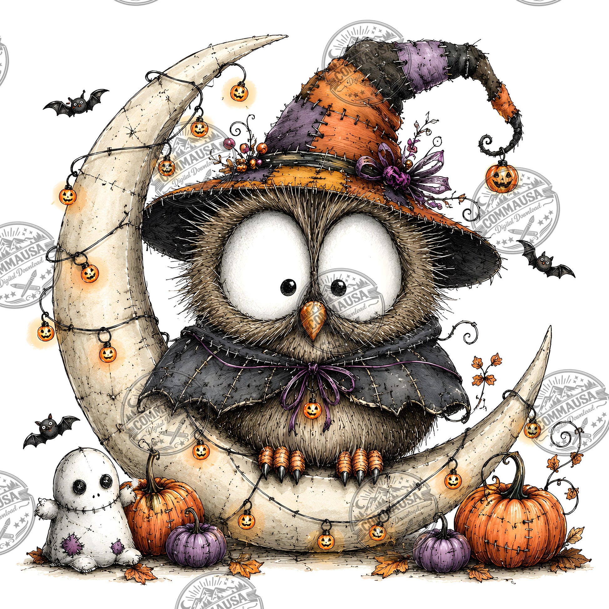 Halloween Owls Clipart PNG, Whimsical Costumed Owls Sublimation, Spooky Cute Owl Design for Crafts, Decor, POD Commercia