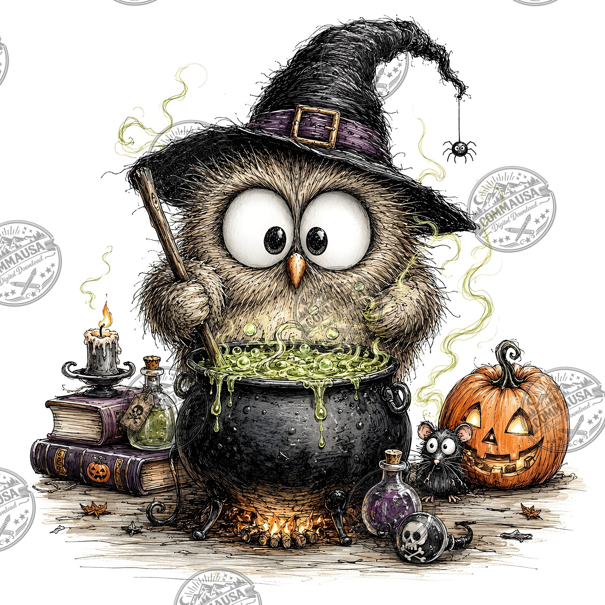 Halloween Owls Clipart PNG, Whimsical Costumed Owls Sublimation, Spooky Cute Owl Design for Crafts, Decor, POD Commercia
