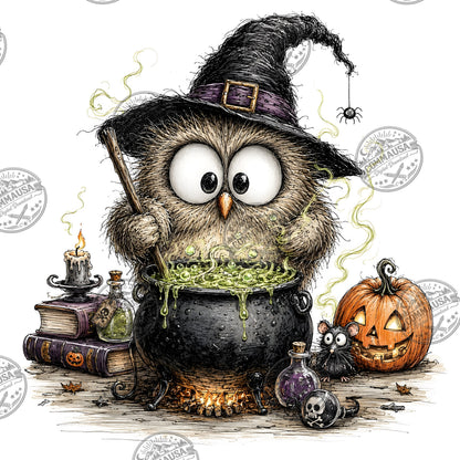 Halloween Owls Clipart PNG, Whimsical Costumed Owls Sublimation, Spooky Cute Owl Design for Crafts, Decor, POD Commercia