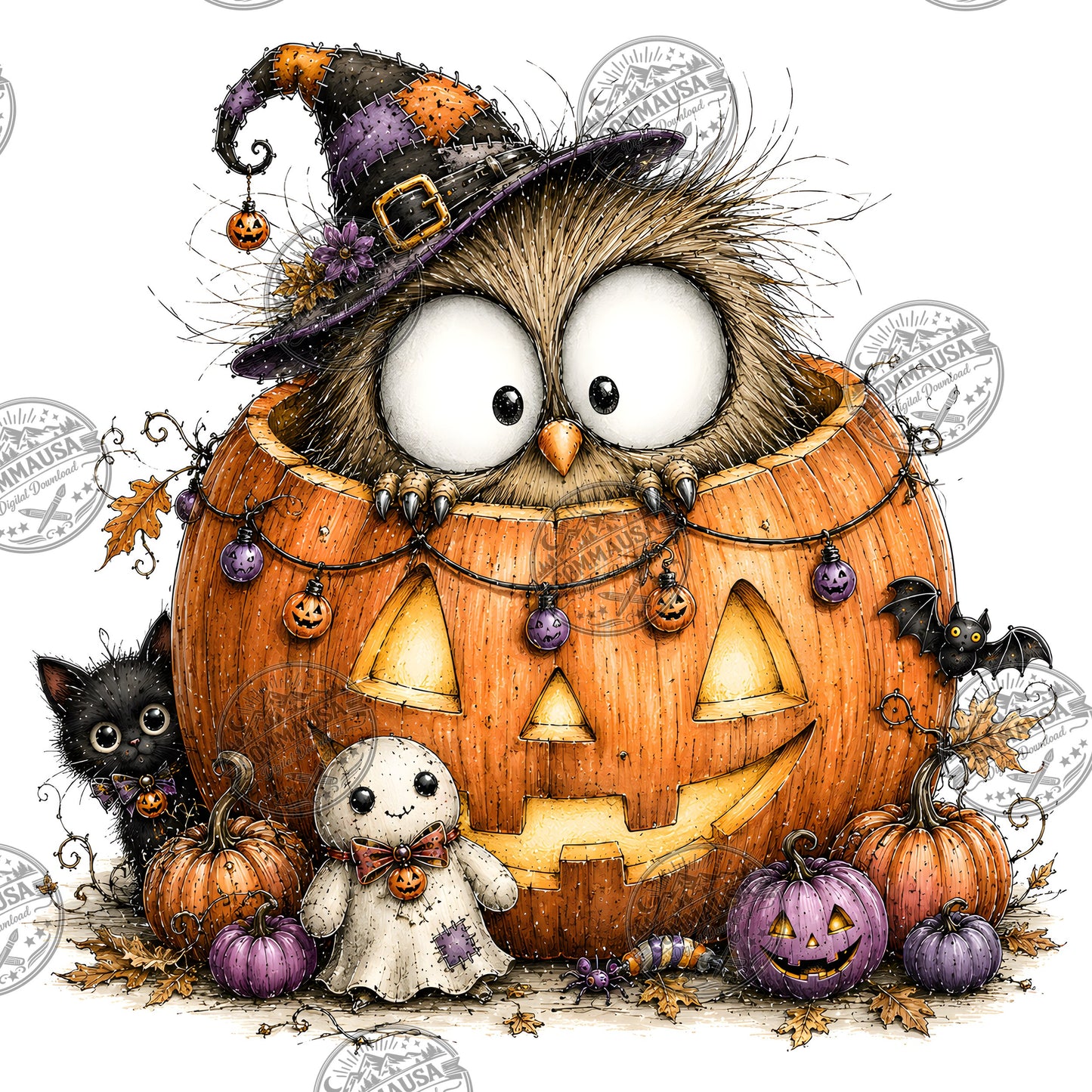 Halloween Owls Clipart PNG, Whimsical Costumed Owls Sublimation, Spooky Cute Owl Design for Crafts, Decor, POD Commercia