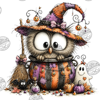 Halloween Owls Clipart PNG, Whimsical Costumed Owls Sublimation, Spooky Cute Owl Design for Crafts, Decor, POD Commercia