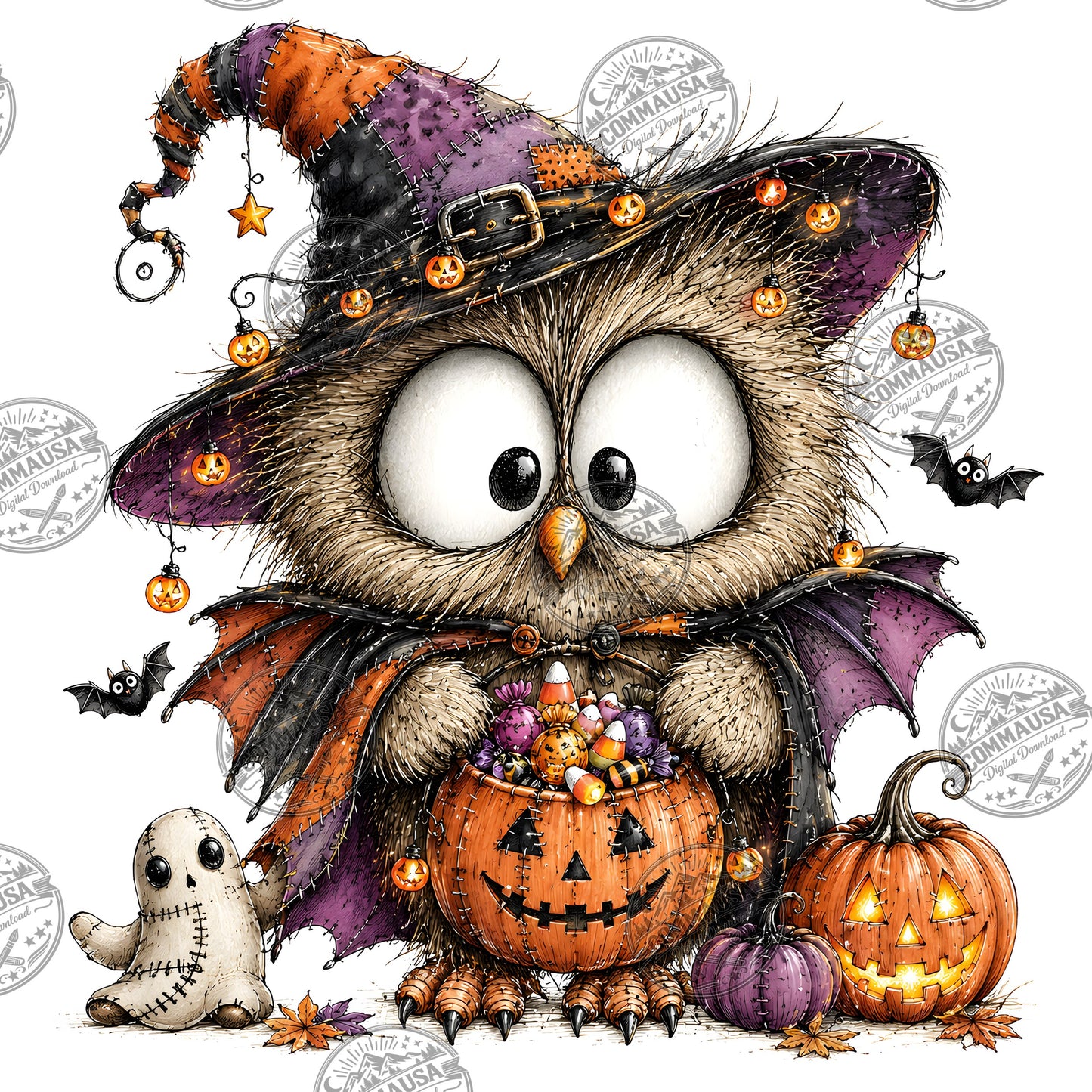 Halloween Owls Clipart PNG, Whimsical Costumed Owls Sublimation, Spooky Cute Owl Design for Crafts, Decor, POD Commercia