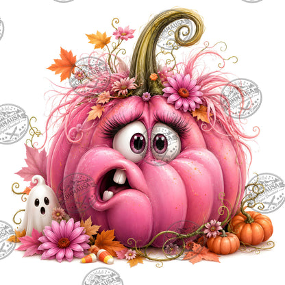 Cute Pumpkin PNG Whimsical Halloween Clipart Sublimation Design Fall Autumn Decor Commercial Use Pumpkin Characters