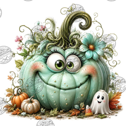 Cute Pumpkin PNG Whimsical Halloween Clipart Sublimation Design Fall Autumn Decor Commercial Use Pumpkin Characters