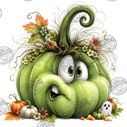 Cute Pumpkin PNG Whimsical Halloween Clipart Sublimation Design Fall Autumn Decor Commercial Use Pumpkin Characters