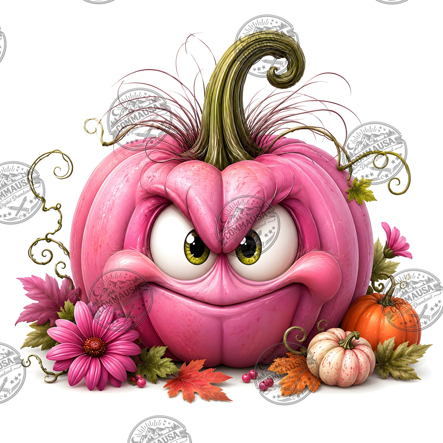 Cute Pumpkin PNG Whimsical Halloween Clipart Sublimation Design Fall Autumn Decor Commercial Use Pumpkin Characters