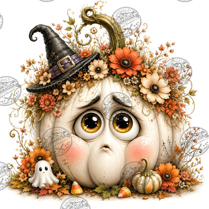 Cute Pumpkin PNG Whimsical Halloween Clipart Sublimation Design Fall Autumn Decor Commercial Use Pumpkin Characters