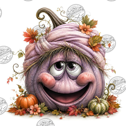 Cute Pumpkin PNG Whimsical Halloween Clipart Sublimation Design Fall Autumn Decor Commercial Use Pumpkin Characters