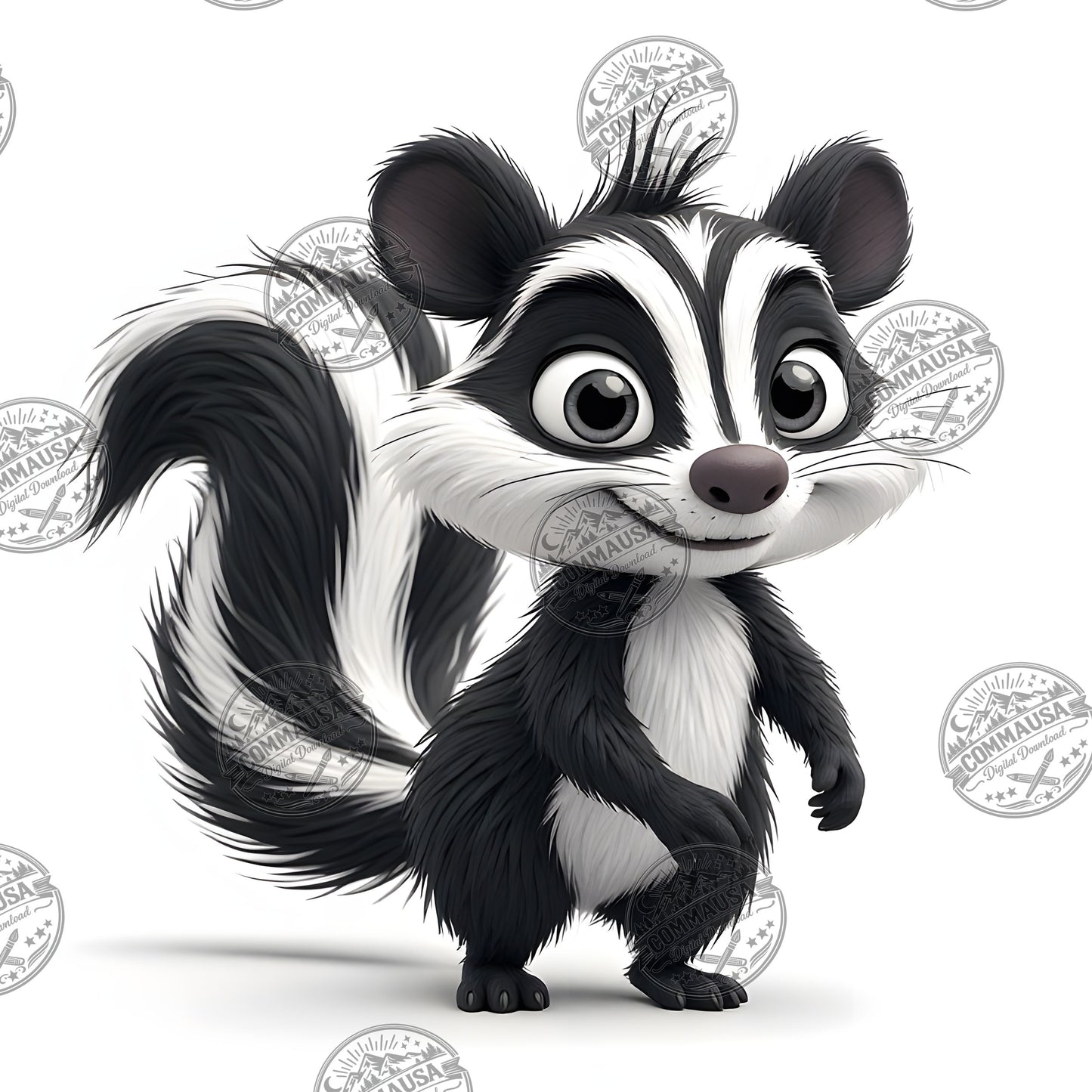 Cute Skunk Nursery Wall Art Printable Woodland Animal Decor PNG Kids Room Sublimation Commercial Use