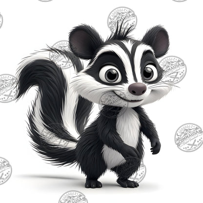 Cute Skunk Nursery Wall Art Printable Woodland Animal Decor PNG Kids Room Sublimation Commercial Use