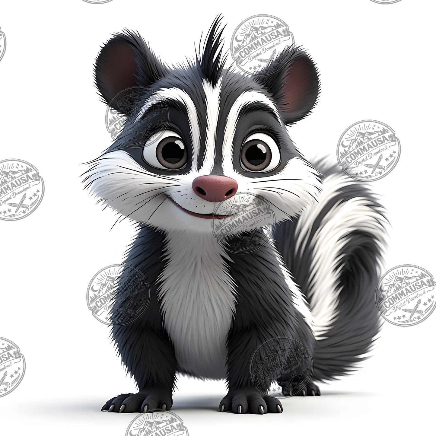 Cute Skunk Nursery Wall Art Printable Woodland Animal Decor PNG Kids Room Sublimation Commercial Use