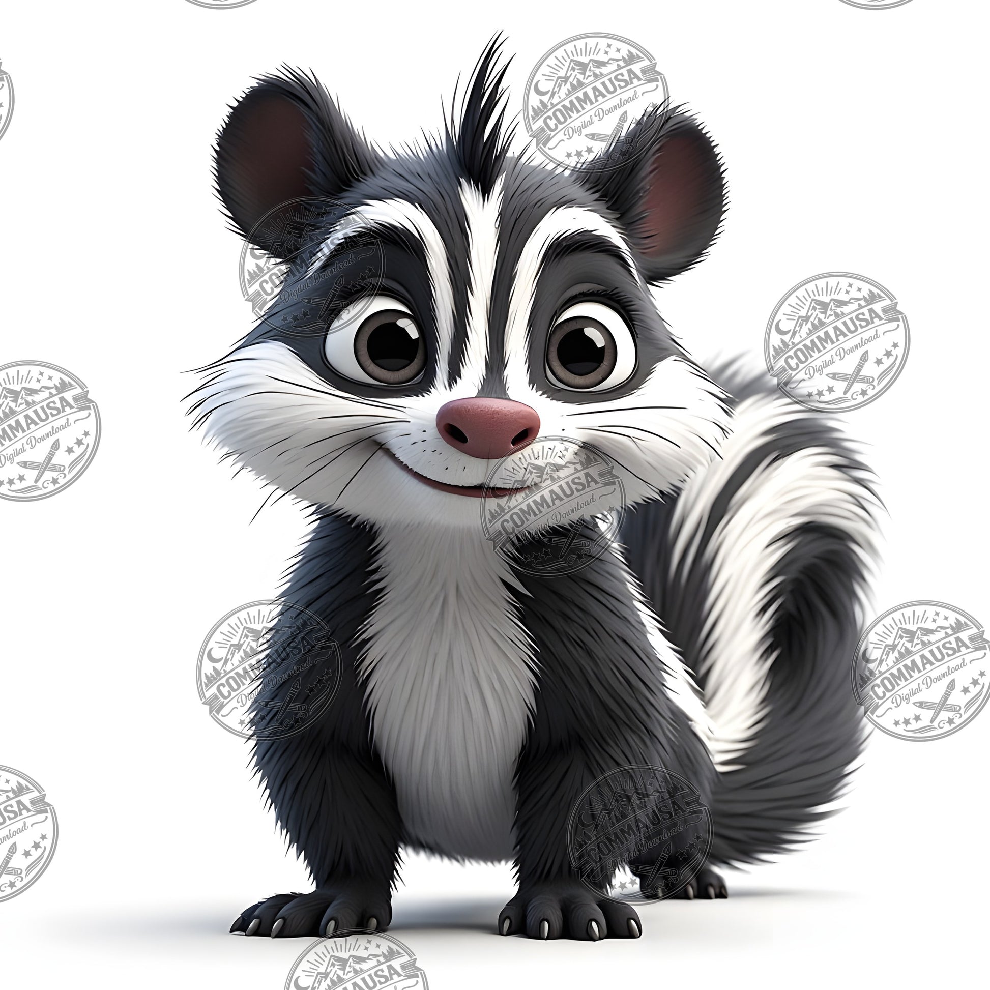 Cute Skunk Nursery Wall Art Printable Woodland Animal Decor PNG Kids Room Sublimation Commercial Use