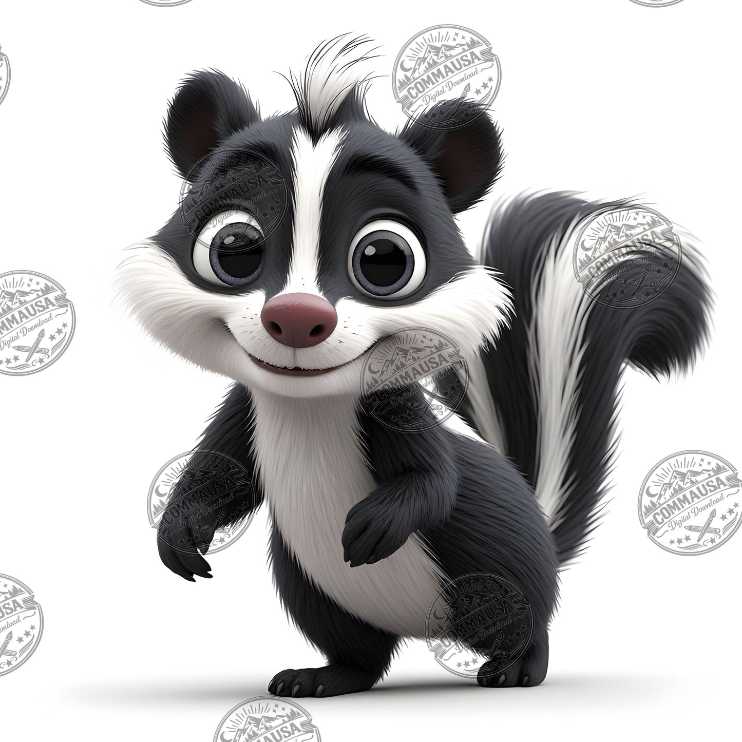 Cute Skunk Nursery Wall Art Printable Woodland Animal Decor PNG Kids Room Sublimation Commercial Use