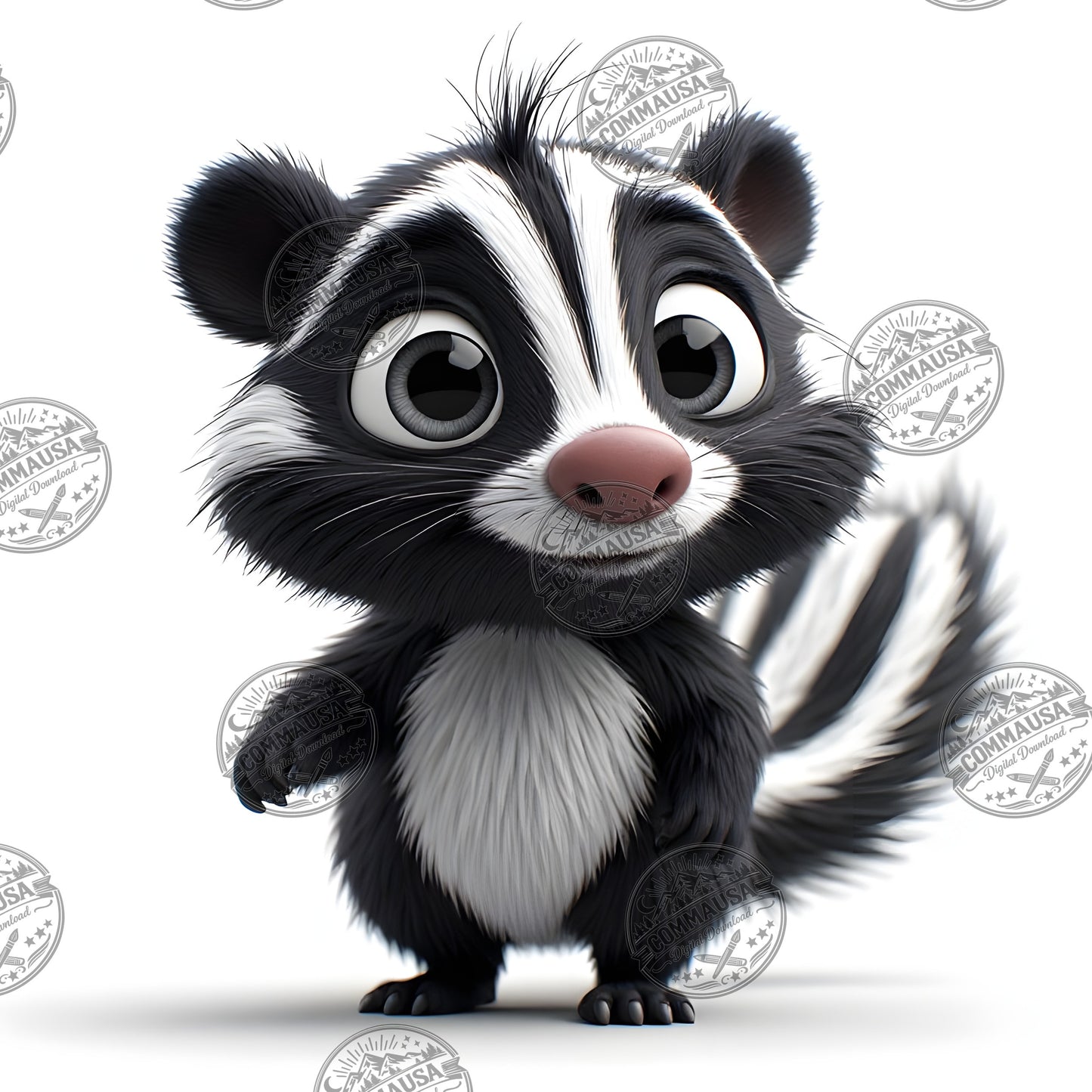 Cute Skunk Nursery Wall Art Printable Woodland Animal Decor PNG Kids Room Sublimation Commercial Use