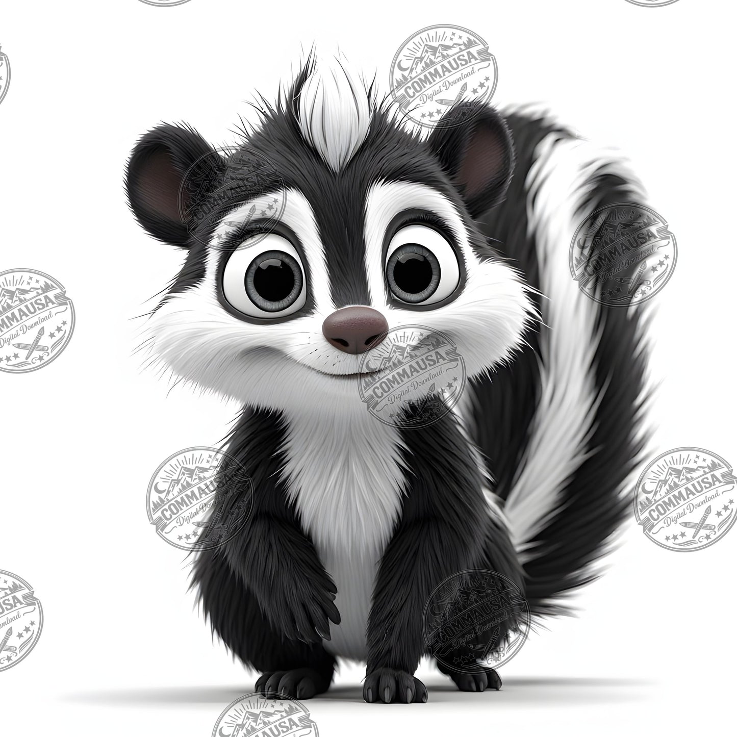 Cute Skunk Nursery Wall Art Printable Woodland Animal Decor PNG Kids Room Sublimation Commercial Use
