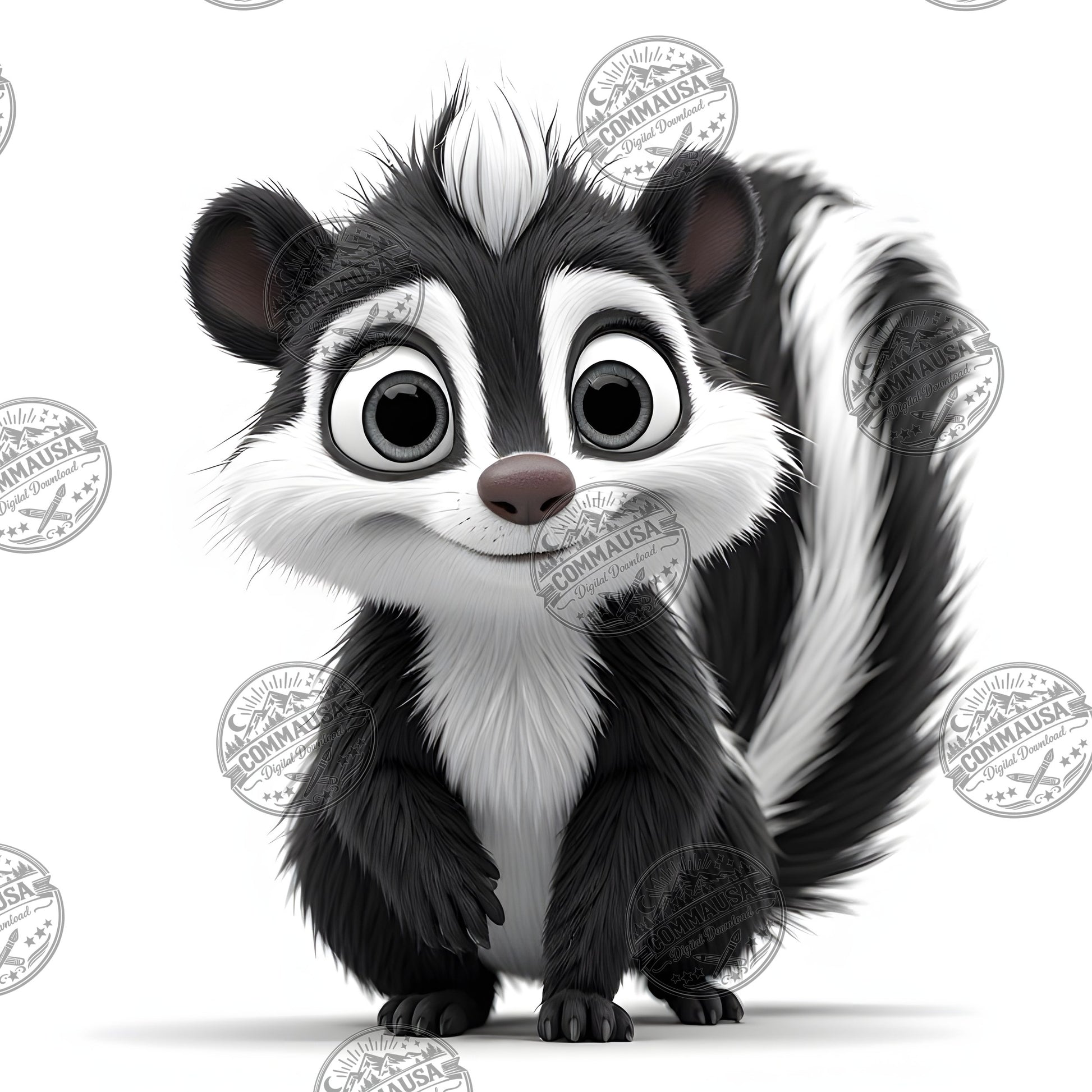 Cute Skunk Nursery Wall Art Printable Woodland Animal Decor PNG Kids Room Sublimation Commercial Use