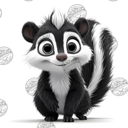 Cute Skunk Nursery Wall Art Printable Woodland Animal Decor PNG Kids Room Sublimation Commercial Use