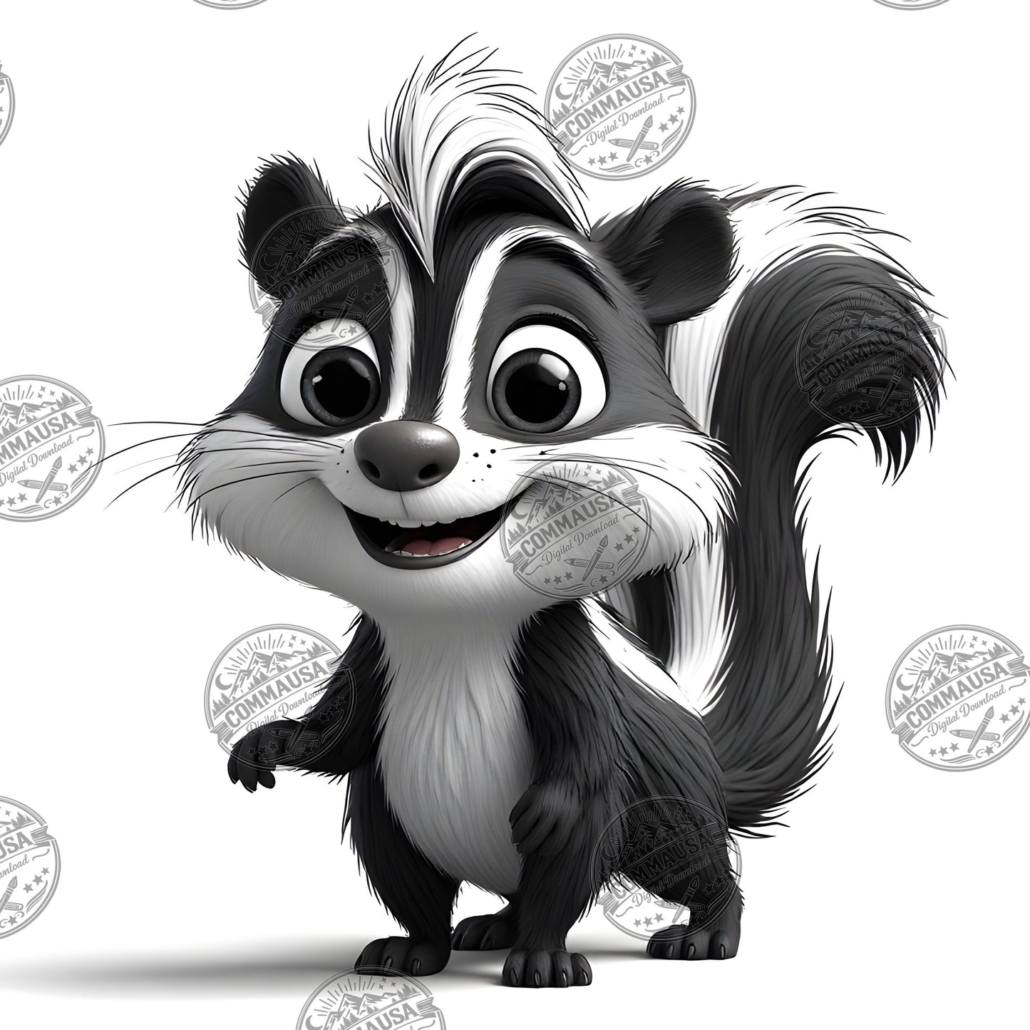 Cute Skunk Nursery Wall Art Printable Woodland Animal Decor PNG Kids Room Sublimation Commercial Use