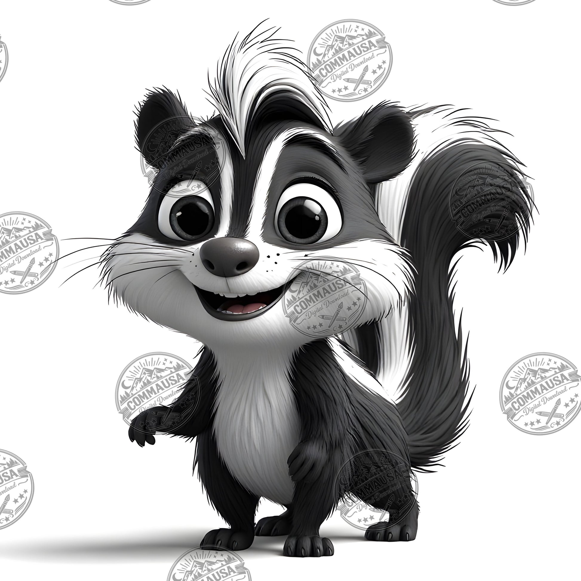 Cute Skunk Nursery Wall Art Printable Woodland Animal Decor PNG Kids Room Sublimation Commercial Use