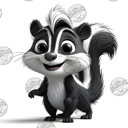 Cute Skunk Nursery Wall Art Printable Woodland Animal Decor PNG Kids Room Sublimation Commercial Use