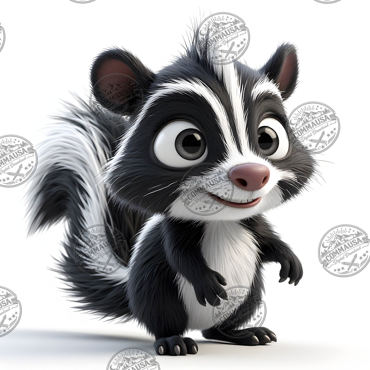 Cute Skunk Nursery Wall Art Printable Woodland Animal Decor PNG Kids Room Sublimation Commercial Use
