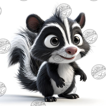 Cute Skunk Nursery Wall Art Printable Woodland Animal Decor PNG Kids Room Sublimation Commercial Use