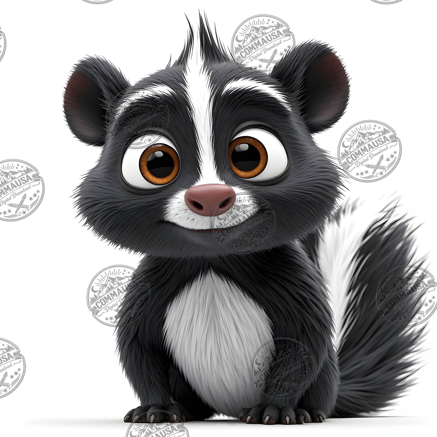 Cute Skunk Nursery Wall Art Printable Woodland Animal Decor PNG Kids Room Sublimation Commercial Use