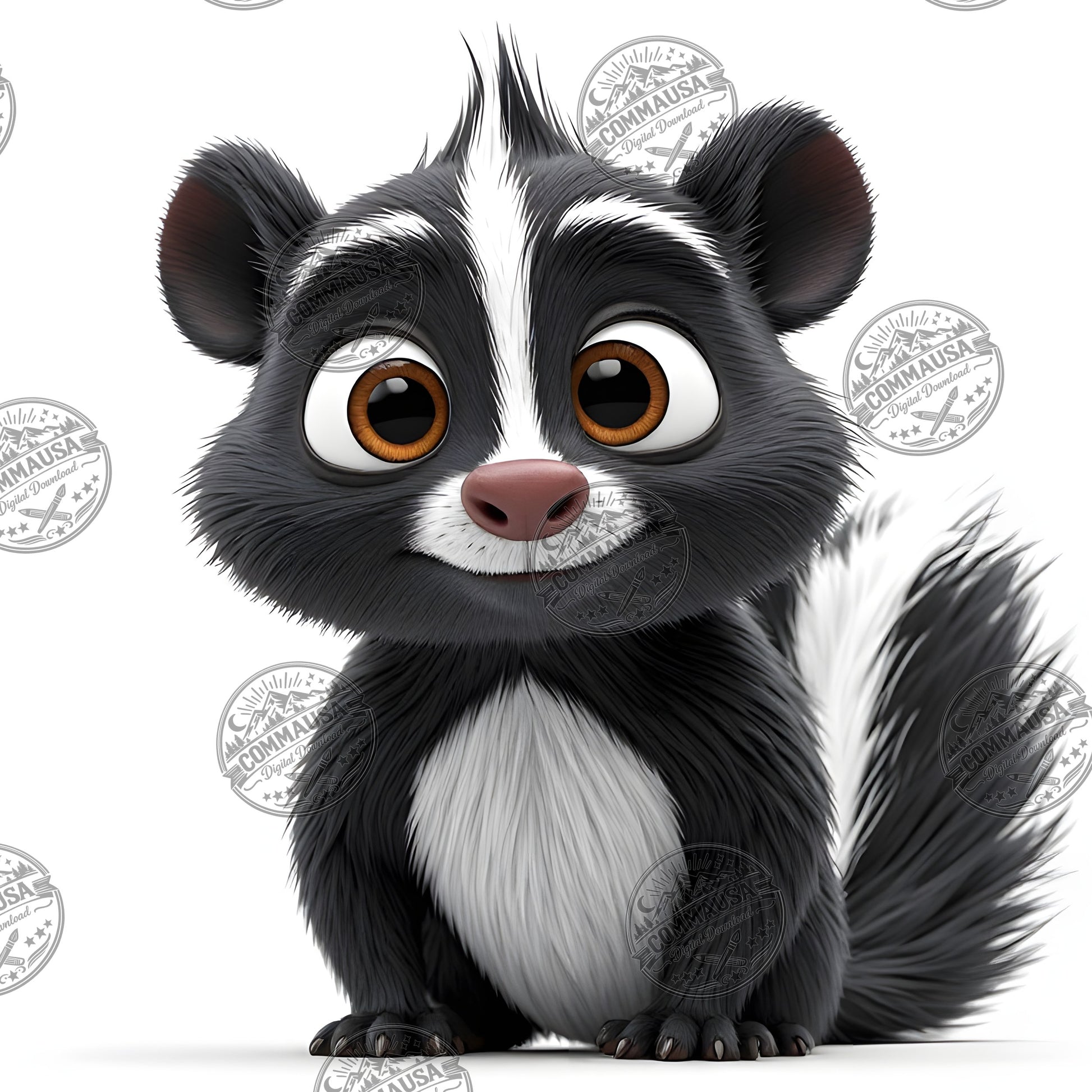 Cute Skunk Nursery Wall Art Printable Woodland Animal Decor PNG Kids Room Sublimation Commercial Use