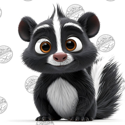 Cute Skunk Nursery Wall Art Printable Woodland Animal Decor PNG Kids Room Sublimation Commercial Use