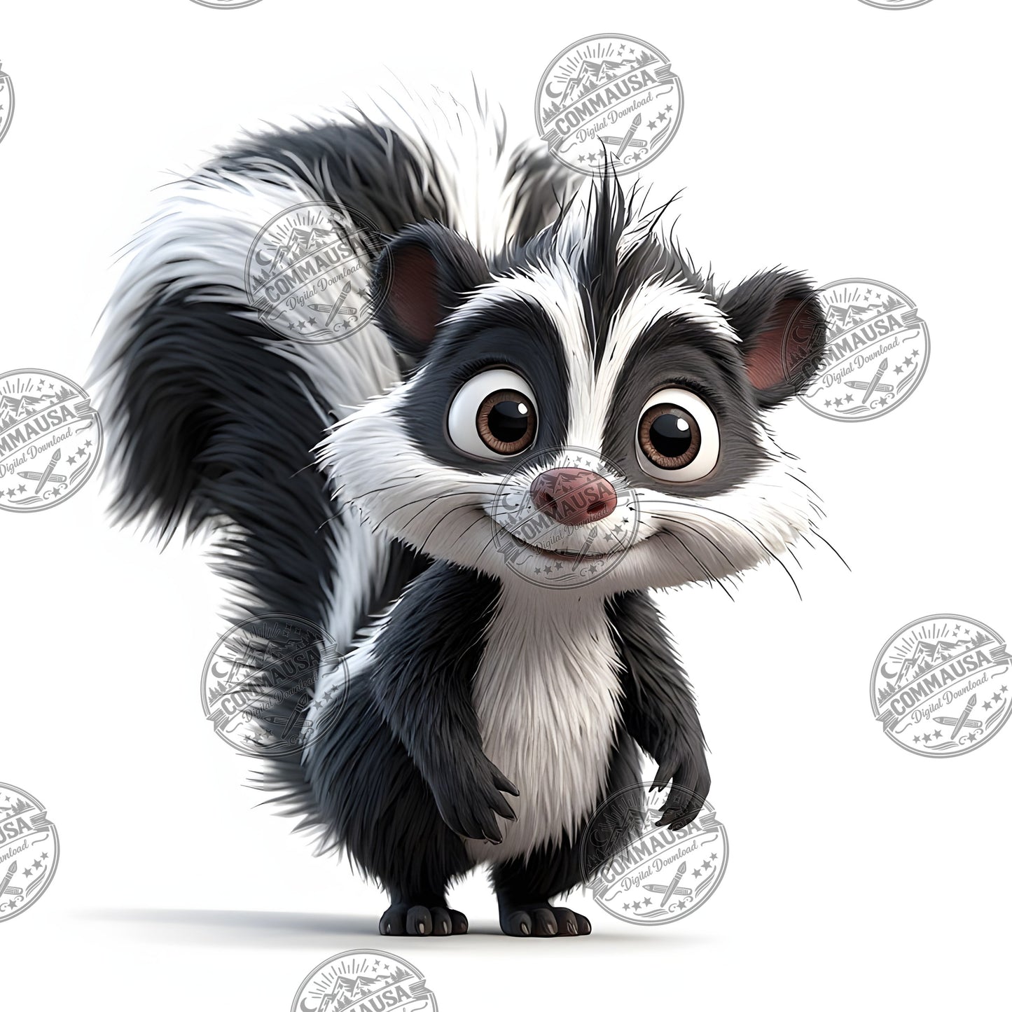 Cute Skunk Nursery Wall Art Printable Woodland Animal Decor PNG Kids Room Sublimation Commercial Use