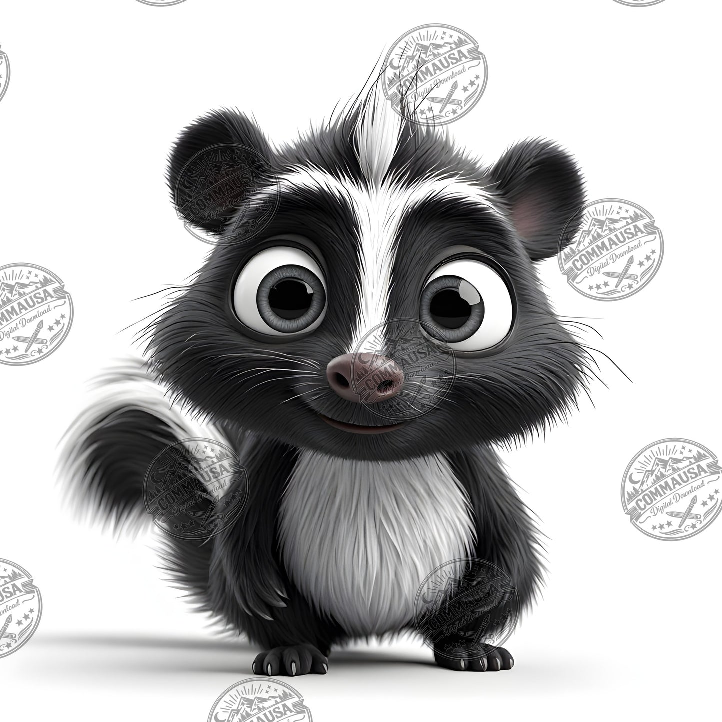 Cute Skunk Nursery Wall Art Printable Woodland Animal Decor PNG Kids Room Sublimation Commercial Use