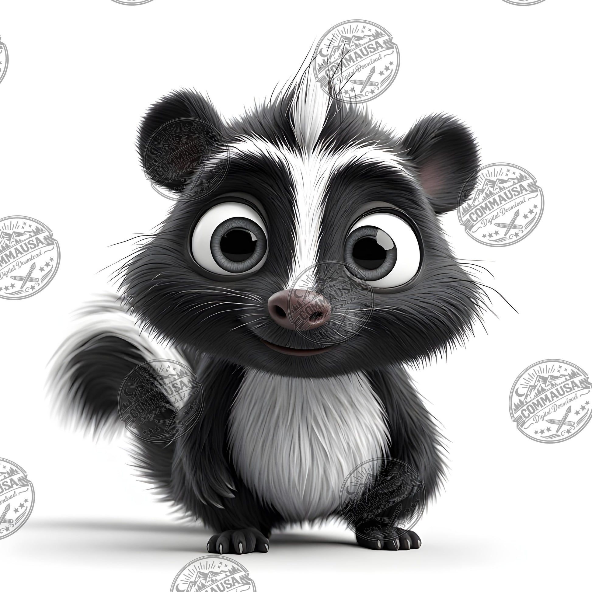 Cute Skunk Nursery Wall Art Printable Woodland Animal Decor PNG Kids Room Sublimation Commercial Use