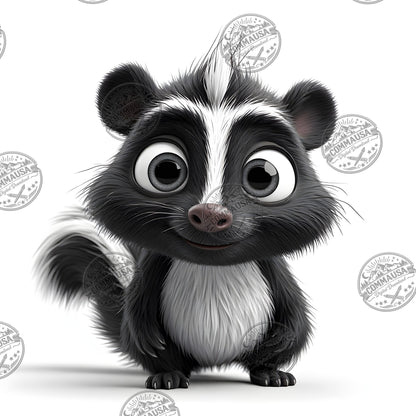 Cute Skunk Nursery Wall Art Printable Woodland Animal Decor PNG Kids Room Sublimation Commercial Use
