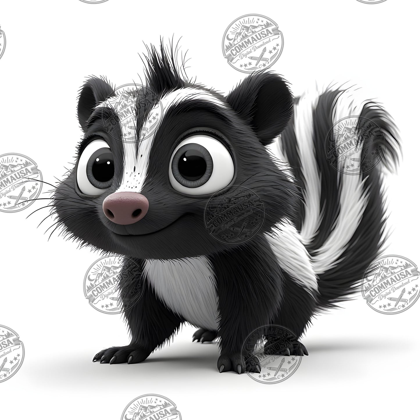 Cute Skunk Nursery Wall Art Printable Woodland Animal Decor PNG Kids Room Sublimation Commercial Use