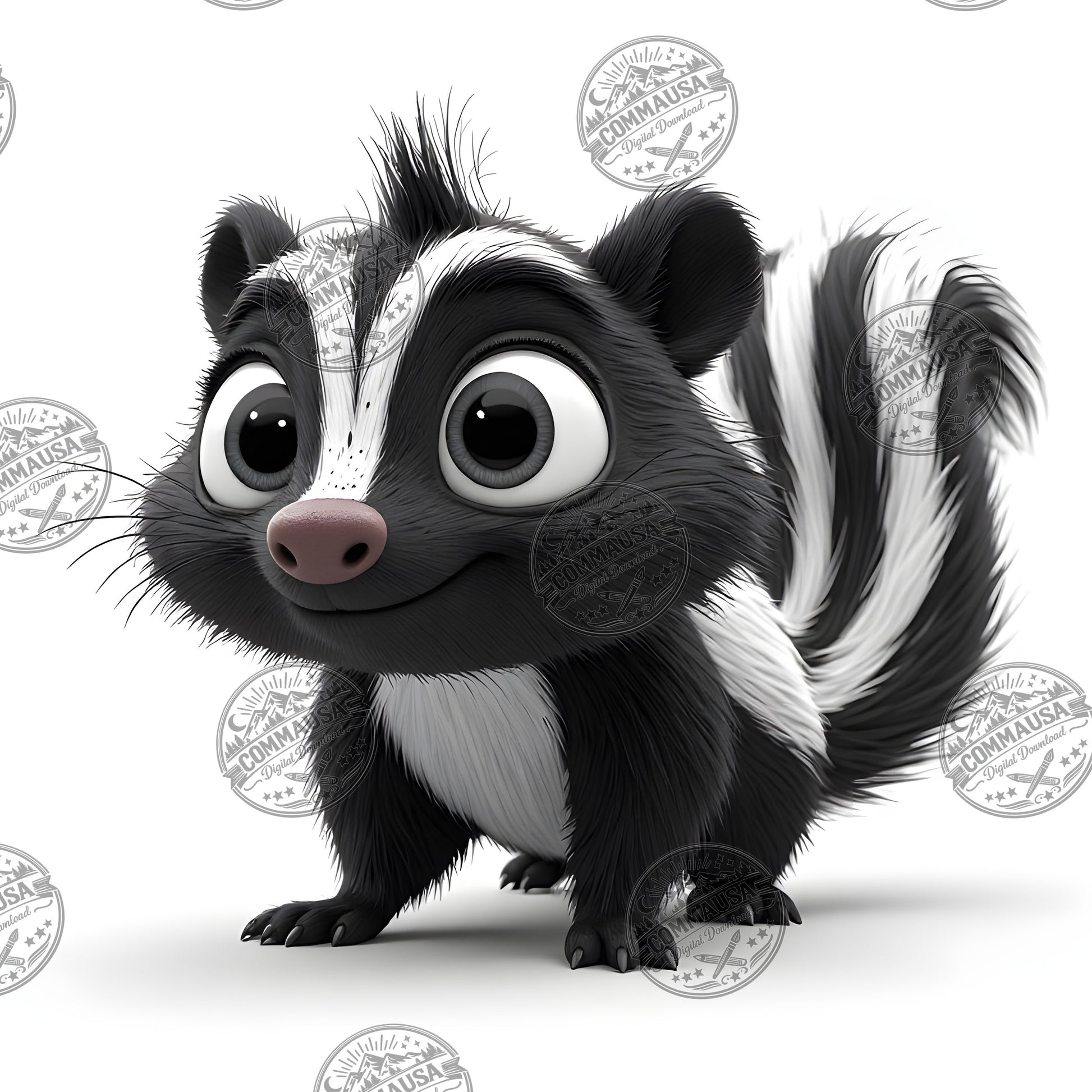 Cute Skunk Nursery Wall Art Printable Woodland Animal Decor PNG Kids Room Sublimation Commercial Use