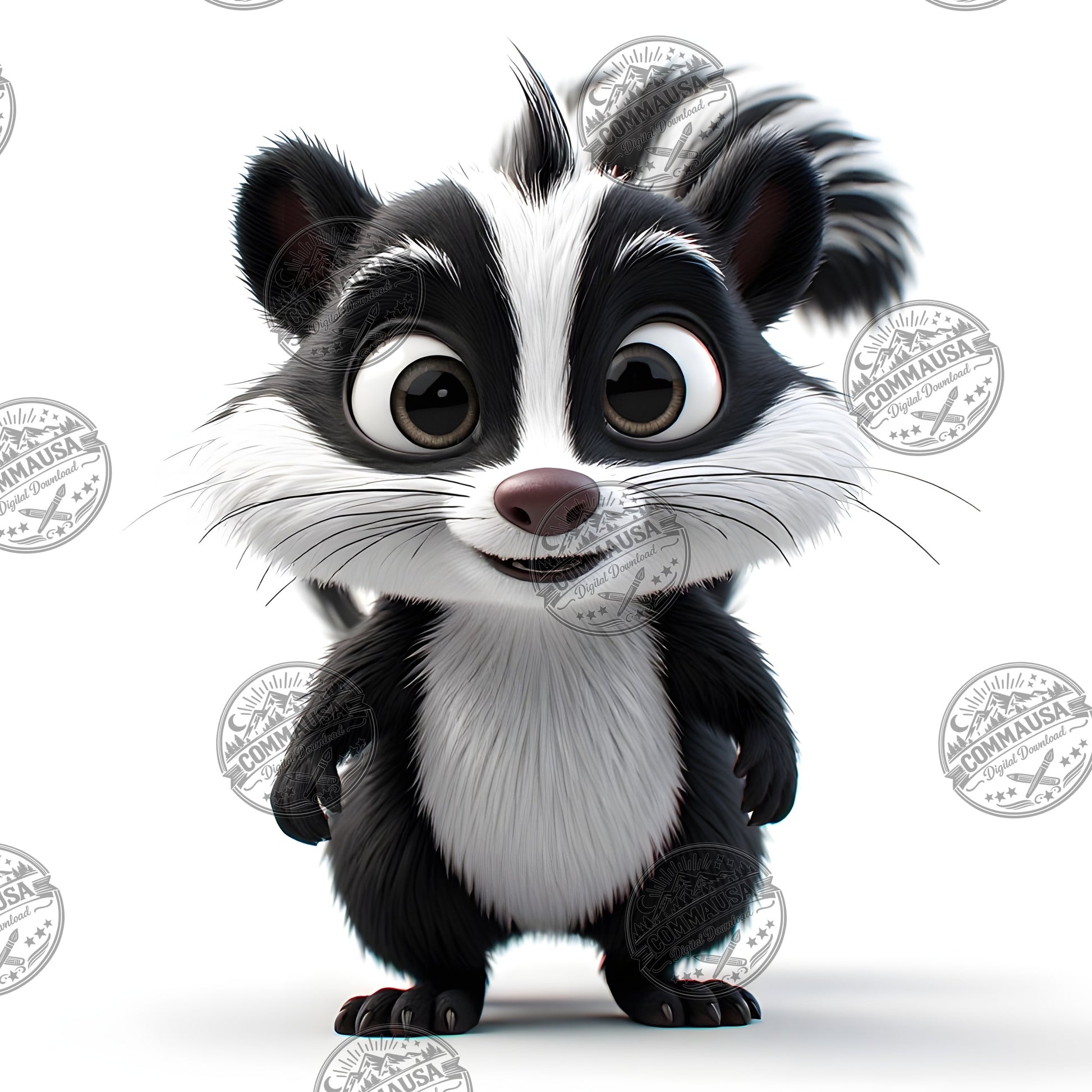 Cute Skunk Nursery Wall Art Printable Woodland Animal Decor PNG Kids Room Sublimation Commercial Use