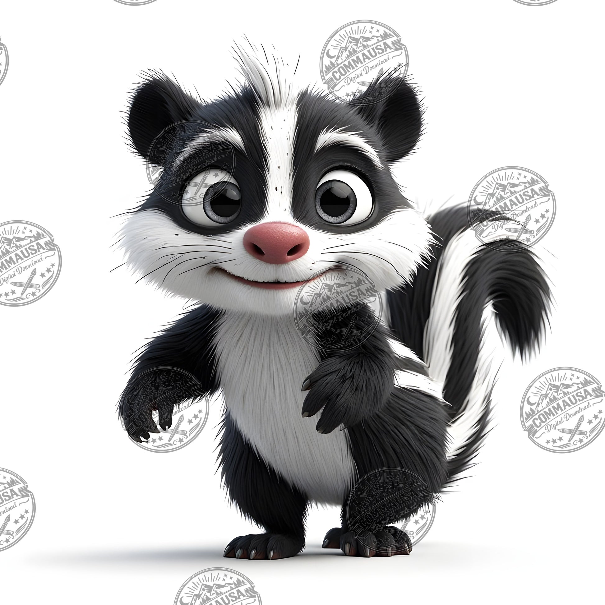 Cute Skunk Nursery Wall Art Printable Woodland Animal Decor PNG Kids Room Sublimation Commercial Use