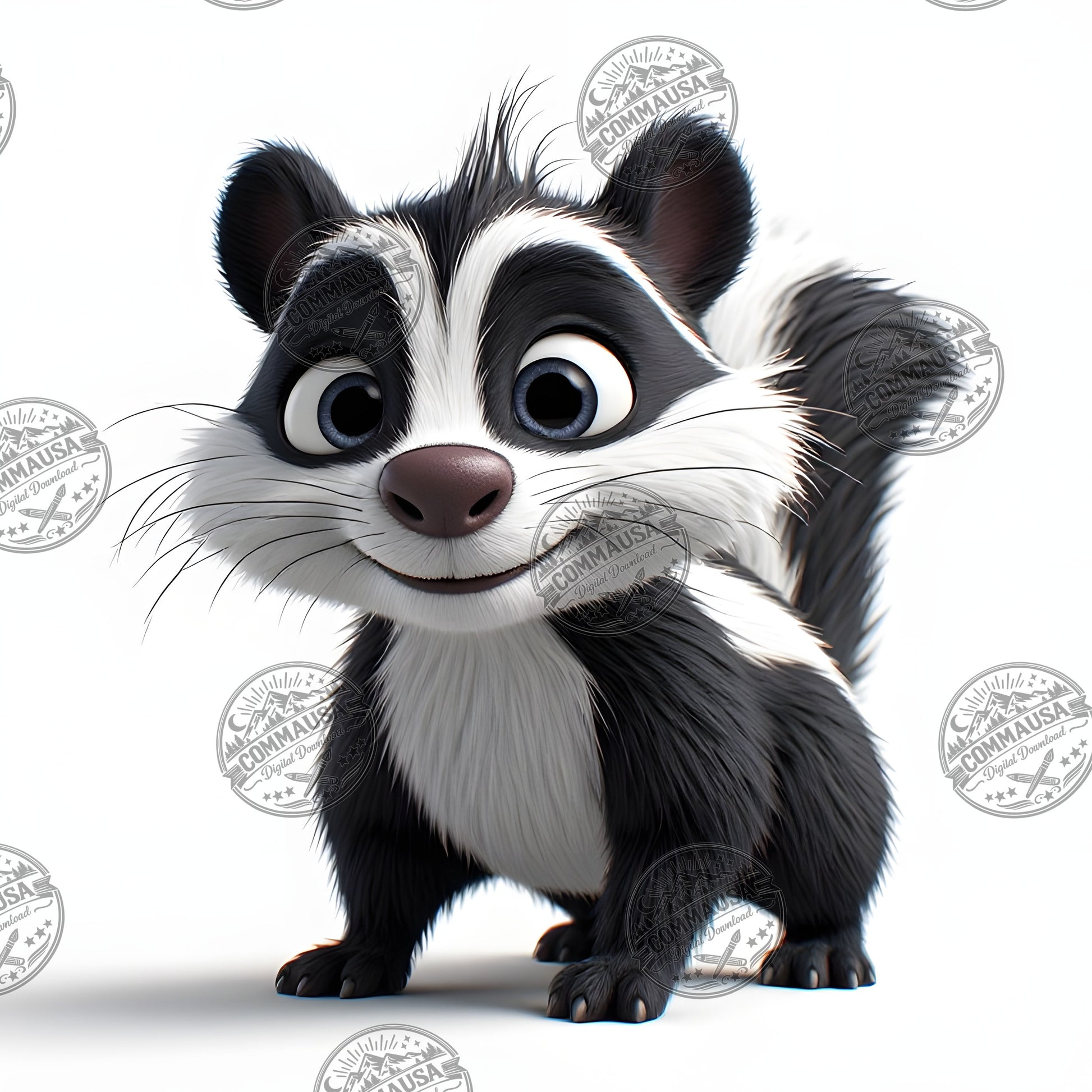 Cute Skunk Nursery Wall Art Printable Woodland Animal Decor PNG Kids Room Sublimation Commercial Use