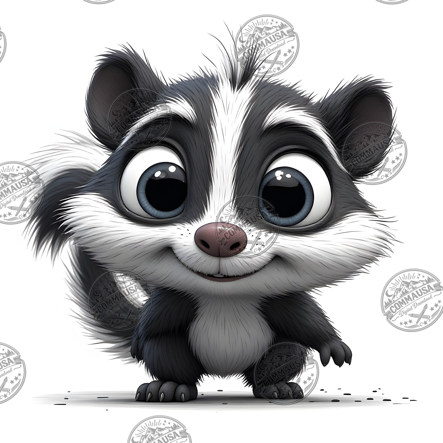 Cute Skunk Nursery Wall Art Printable Woodland Animal Decor PNG Kids Room Sublimation Commercial Use