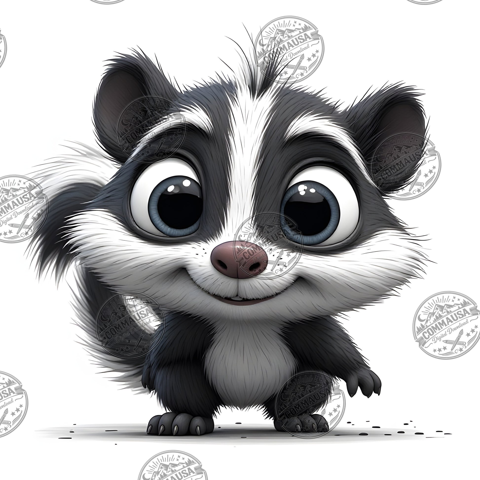 Cute Skunk Nursery Wall Art Printable Woodland Animal Decor PNG Kids Room Sublimation Commercial Use
