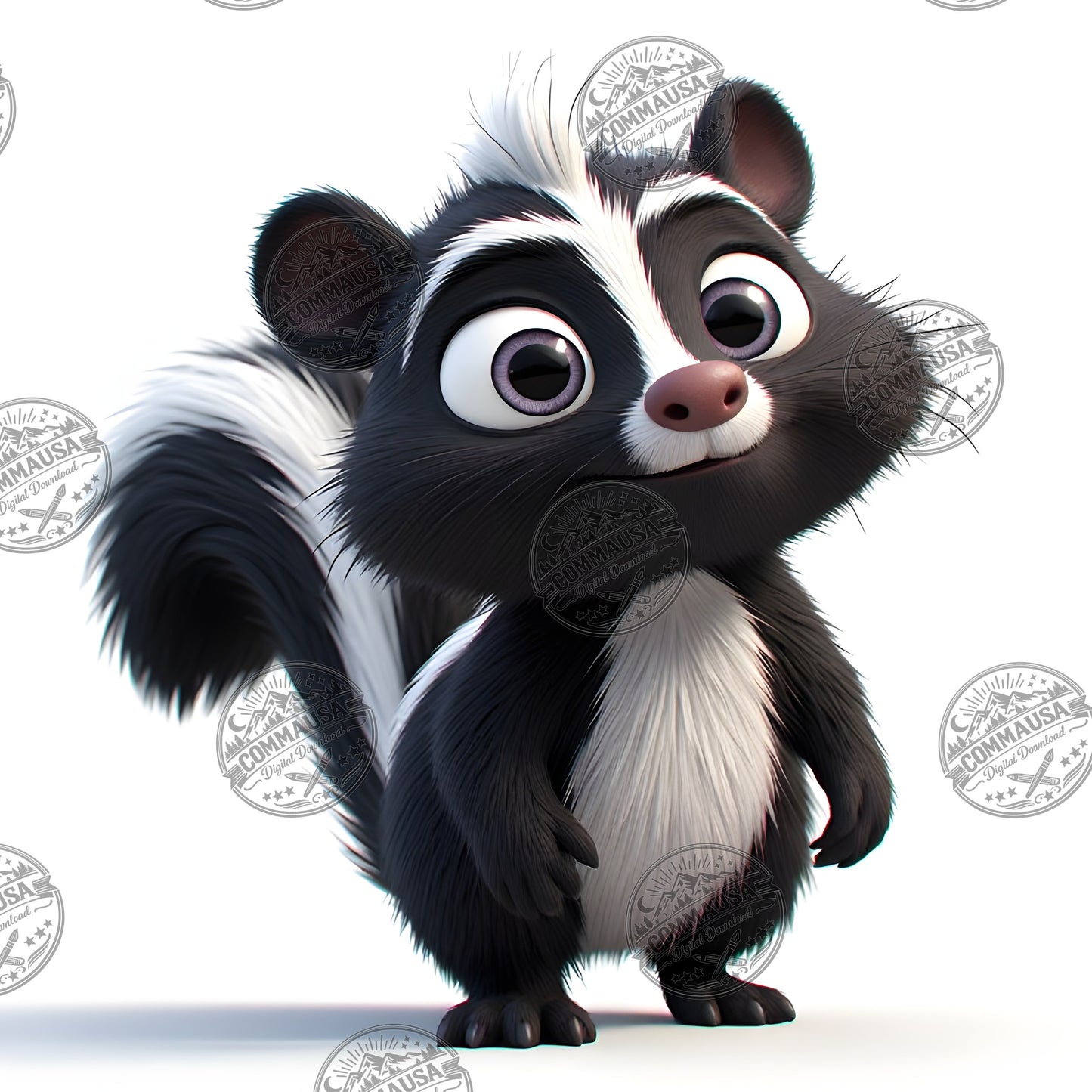 Cute Skunk Nursery Wall Art Printable Woodland Animal Decor PNG Kids Room Sublimation Commercial Use