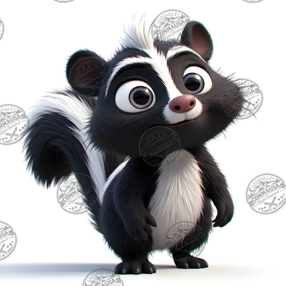 Cute Skunk Nursery Wall Art Printable Woodland Animal Decor PNG Kids Room Sublimation Commercial Use