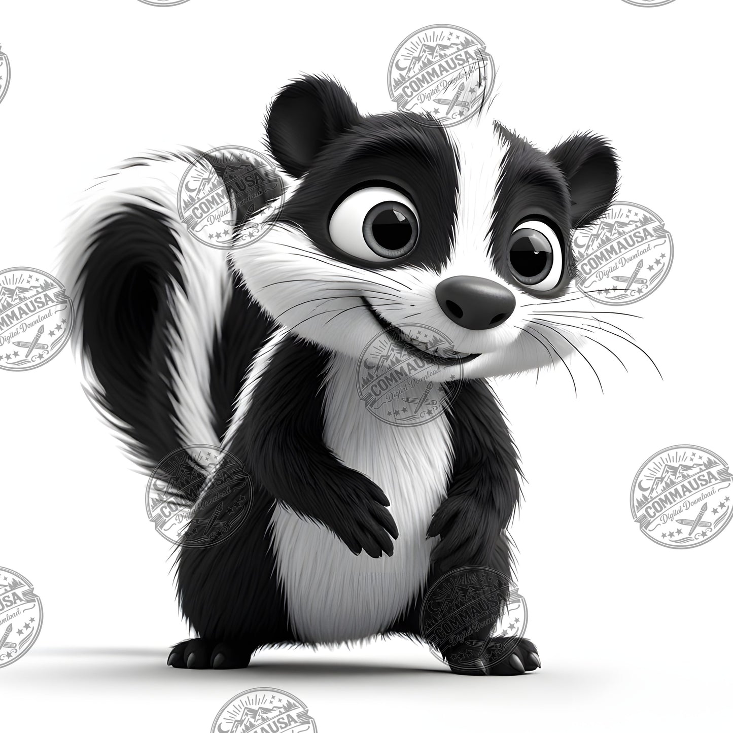 Cute Skunk Nursery Wall Art Printable Woodland Animal Decor PNG Kids Room Sublimation Commercial Use