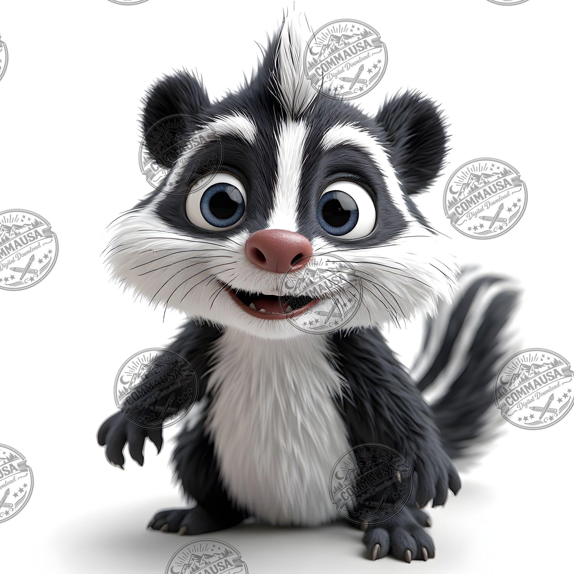 Cute Skunk Nursery Wall Art Printable Woodland Animal Decor PNG Kids Room Sublimation Commercial Use