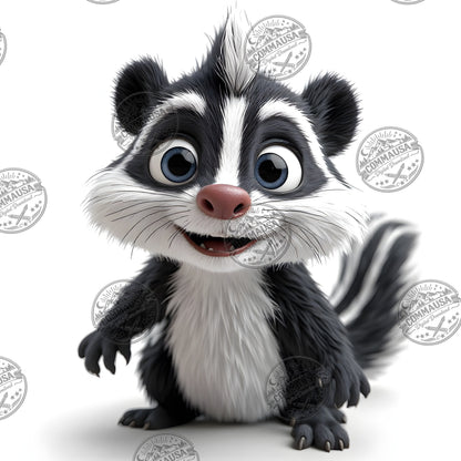 Cute Skunk Nursery Wall Art Printable Woodland Animal Decor PNG Kids Room Sublimation Commercial Use