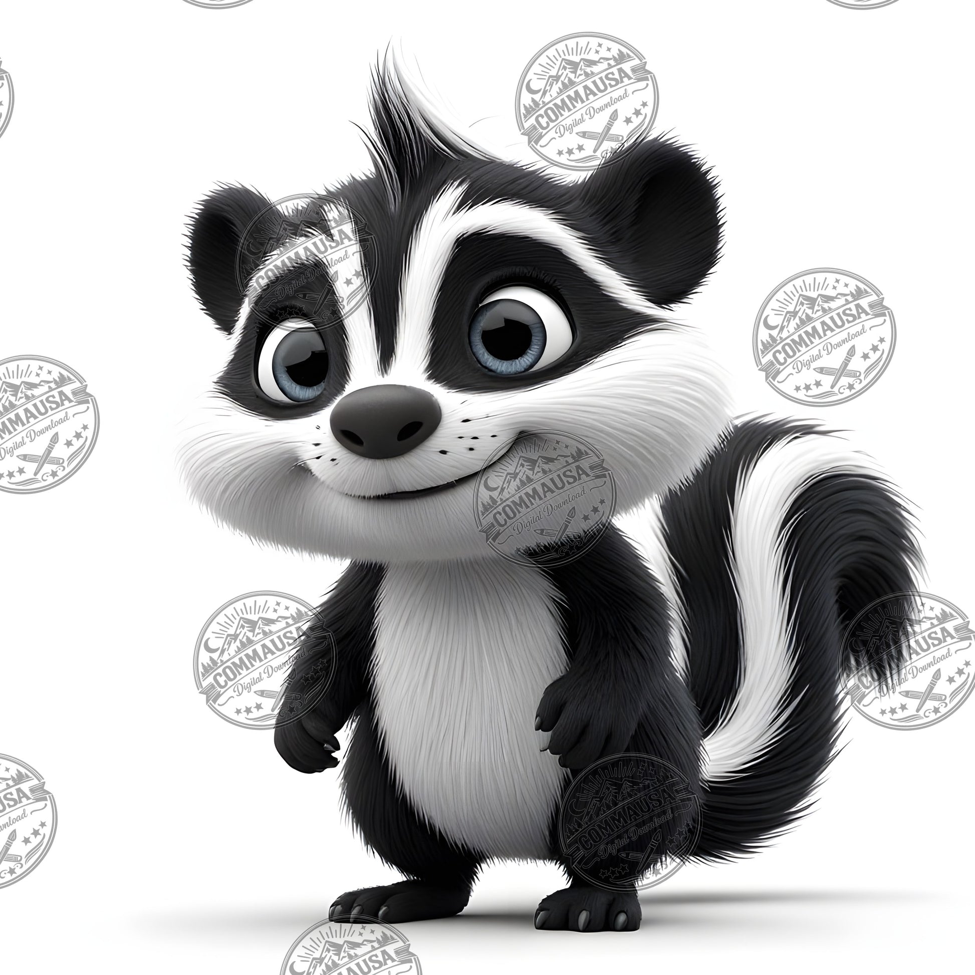 Cute Skunk Nursery Wall Art Printable Woodland Animal Decor PNG Kids Room Sublimation Commercial Use