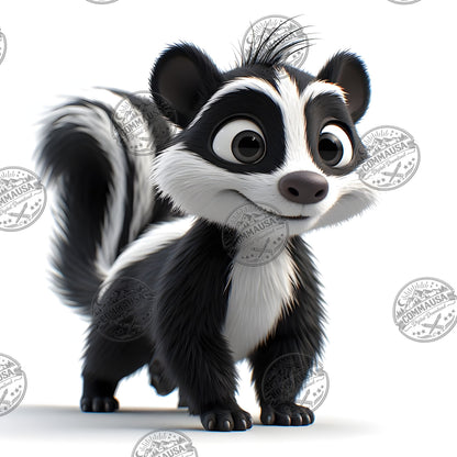 Cute Skunk Nursery Wall Art Printable Woodland Animal Decor PNG Kids Room Sublimation Commercial Use