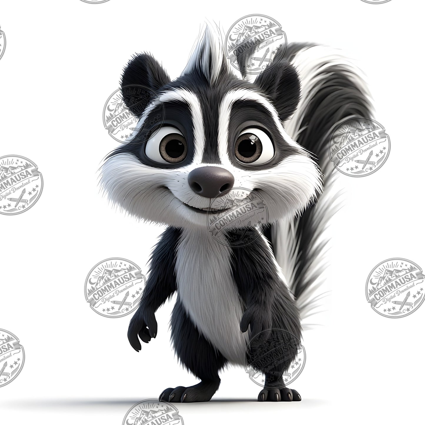 Cute Skunk Nursery Wall Art Printable Woodland Animal Decor PNG Kids Room Sublimation Commercial Use